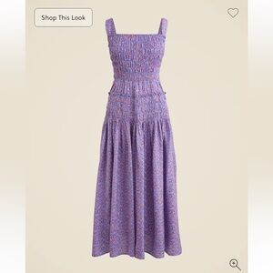 J. Crew Smocked midi dress in summer fields print Blue Flowers Small